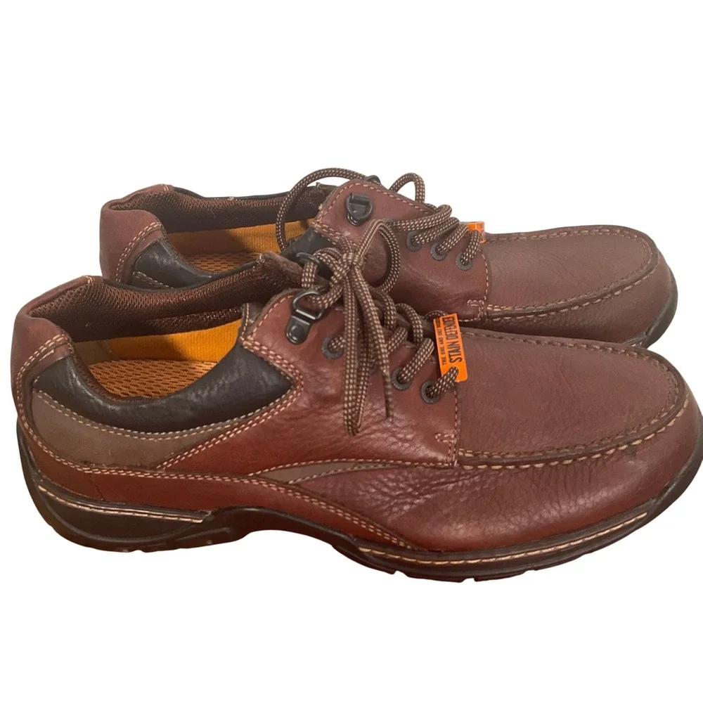 Dockers Stain Defenders Shoes Mens 12M Brown‎ Leather Lace Up Chore Work Casual